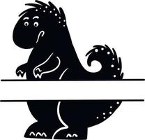 Black funny silhouette dinosaur. vector