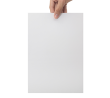 mano sosteniendo papel en blanco, maqueta de tarjeta de felicitación png