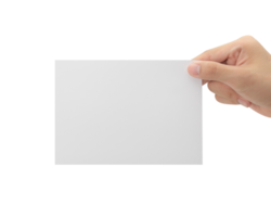 Hand holding blank paper, Greeting card mockup png