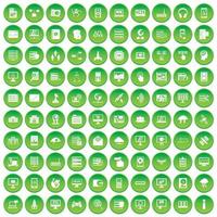 100 iconos de base de datos y nube establecer círculo verde vector