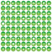 100 architecture icons set green circle vector