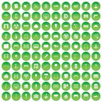 100 architecture icons set green circle vector