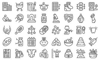 Baby health icons set outline vector. Breast milk vector