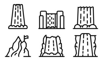 Cascade icons set, outline style vector