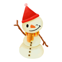 muñeco de nieve acuarela, decoración navideña pintada a mano png