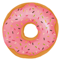 rosquinha aquarela, clipart doce pintado à mão png