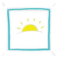 Picture with frame, sunset or sunrise. Drawing sketch vector