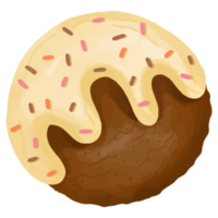 bola de donut aquarela, clipart doce pintado à mão png