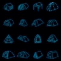 Tent forms icons set vector neon