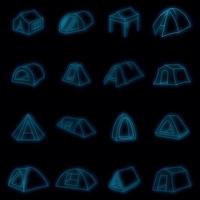 Tent forms icons set vector neon