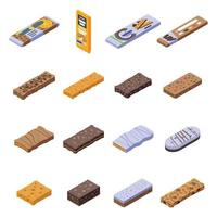 Snack bar icons set, isometric style vector