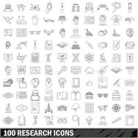 1000 research icons set, outline style vector