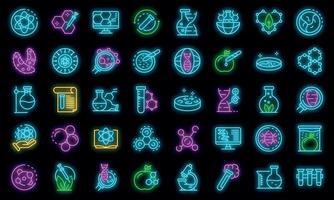 Bioengineer icons set vector neon
