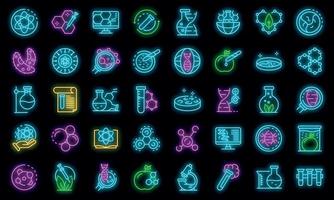 Bioengineer icons set vector neon