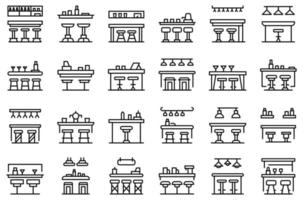 Bar counter icons set, outline style vector