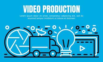 Video production banner, outline style vector
