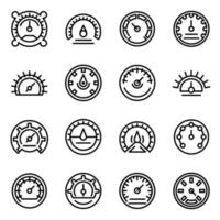 Barometer icons set, outline style vector