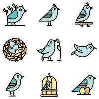 Quail icons set vector flat