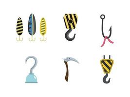 Hook icon set, flat style vector