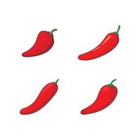 Chilli icon set, cartoon style vector