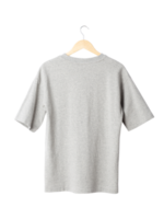 Gray oversize T shirt mockup hanging, Png file