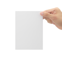 Hand holding blank paper, Greeting card mockup png