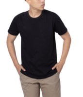 Young man in black T shirt mockup cutout, Png file