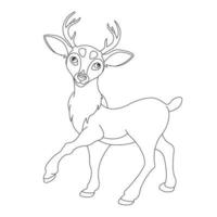 Cute Deer Coloring Page for Kids Animal Outline Reindeer Coloring Book Cartoon Vector Illustration