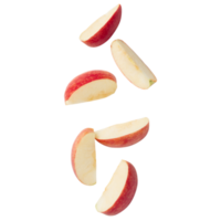 Falling sliced red apple cutout, Png file