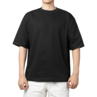 homem em maquete de camiseta preta grande, modelo de design