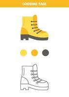 Color yellow hiking boot. Worksheet for kids. vector