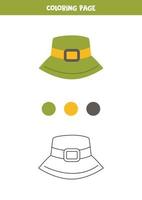 sombrero de camping de color verde. hoja de trabajo para niños. vector