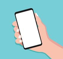 Phone Holding In Hand Illustration Flat Minimal Icon Modern Digital Mobile Device Technology Gadget Touch Screen Display Office Electronic Presentation Business Vector Template