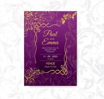 Elegant Wedding Invitation Card Template Purple Floral Greeting, Celebration Ceremony Reception Decoration