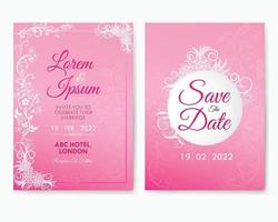 Beautiful Wedding Invitation Card Template Pink White Floral Decoration Marriage Vintage, Feminine Celebration Ceremony Engagement vector