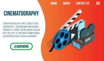 Cinematography Concept Banner, Isometric Style