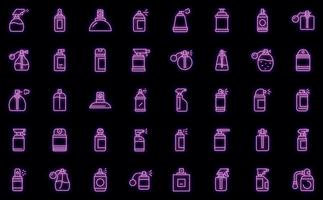 Spray bottle icons set vector neon