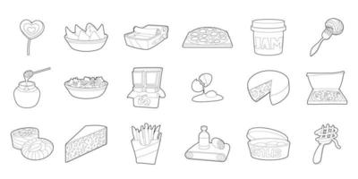 conjunto de iconos de comida, estilo de esquema vector