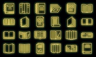 Catalogue icons set vector neon