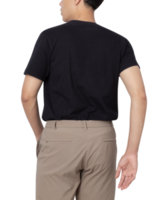 hombre joven en maqueta de camiseta negra recortada, archivo png