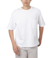 jonge man in oversized t-shirt mockup-uitsparing, png-bestand png