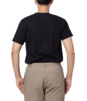Young man in black T shirt mockup cutout, Png file