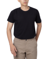 Young man in black T shirt mockup cutout, Png file