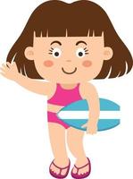 surfer girl with surfboard vector illustration