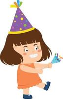 Girl shooting festive party popper vector