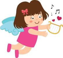 cartoon character cupid girl illustration on white background vector