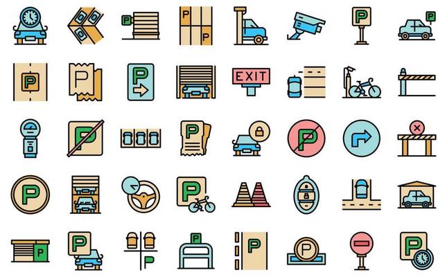 Parking place icons set vector flat