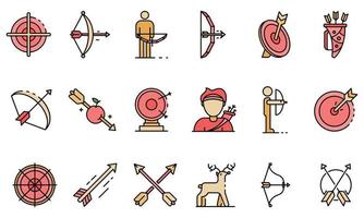 Archery icons set vector flat