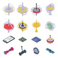 Gyroscope icons set, isometric style vector