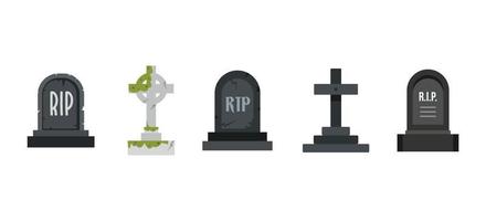 Grave icon set, flat style vector